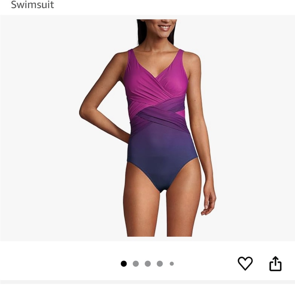Lands' End Women's Purple One-Piece Swimsuit - Picture 4 of 4